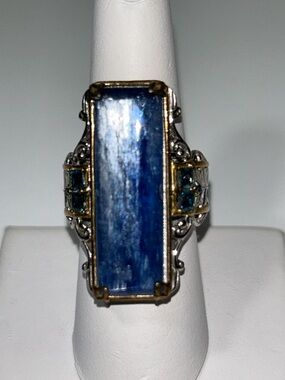 Gems En Vogue Genuine Gemstone Palladium & 14k Accents Designer Ring